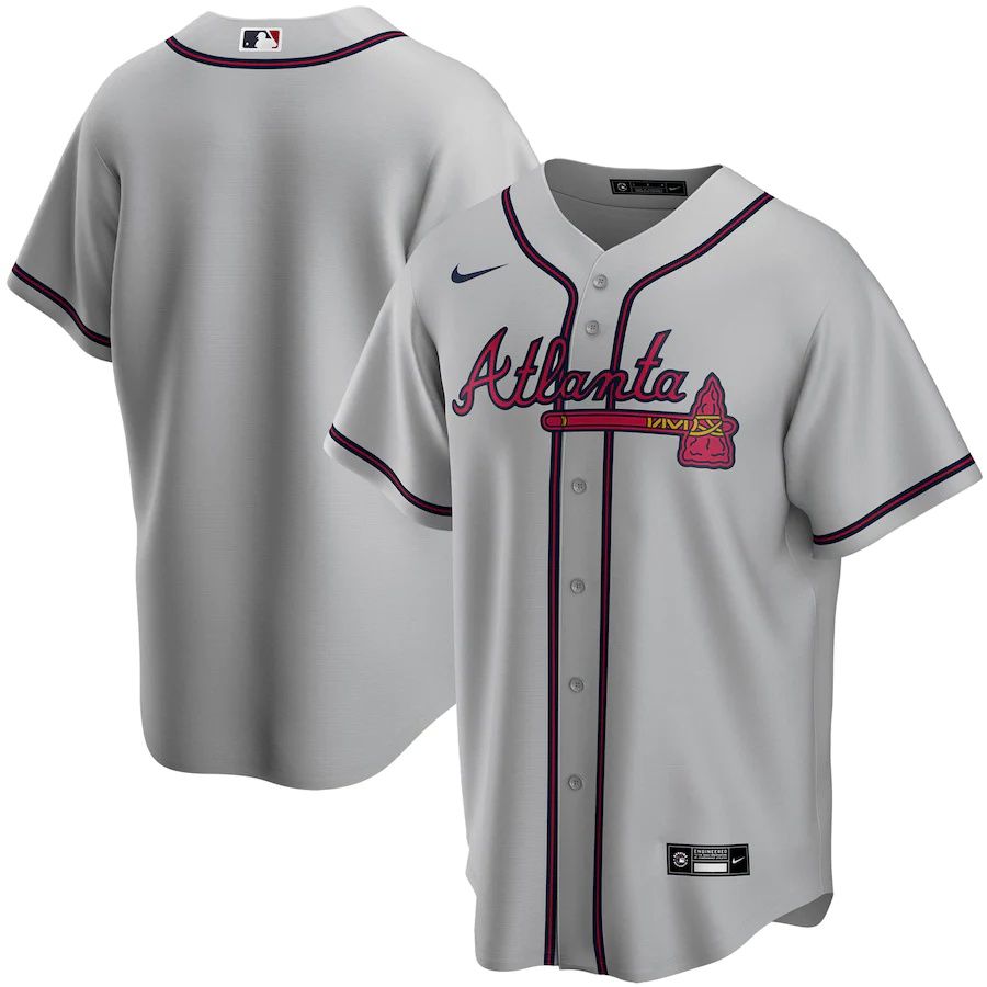 Mens Atlanta Braves Nike Gray Road Replica Team MLB Jerseys->atlanta braves->MLB Jersey